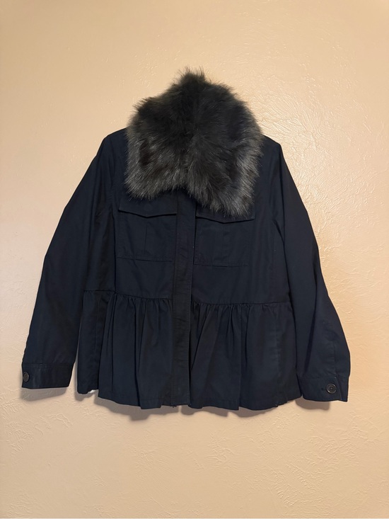 kate spade Jackets & Blazers - kate spade Black Utility Jacket with Faux Fur Collar